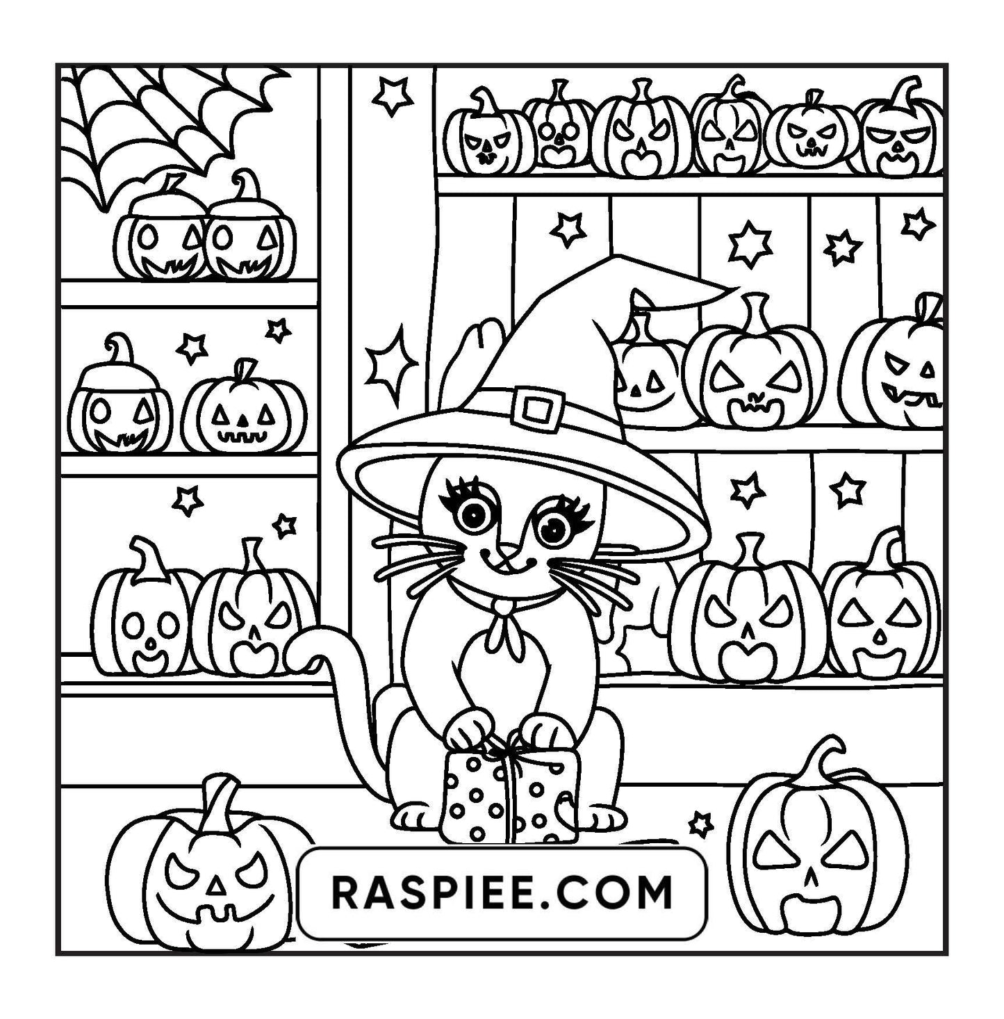 77 Bold and Easy Spooky Shop Coloring Pages Printable PDF Instant Download - RASPIEE