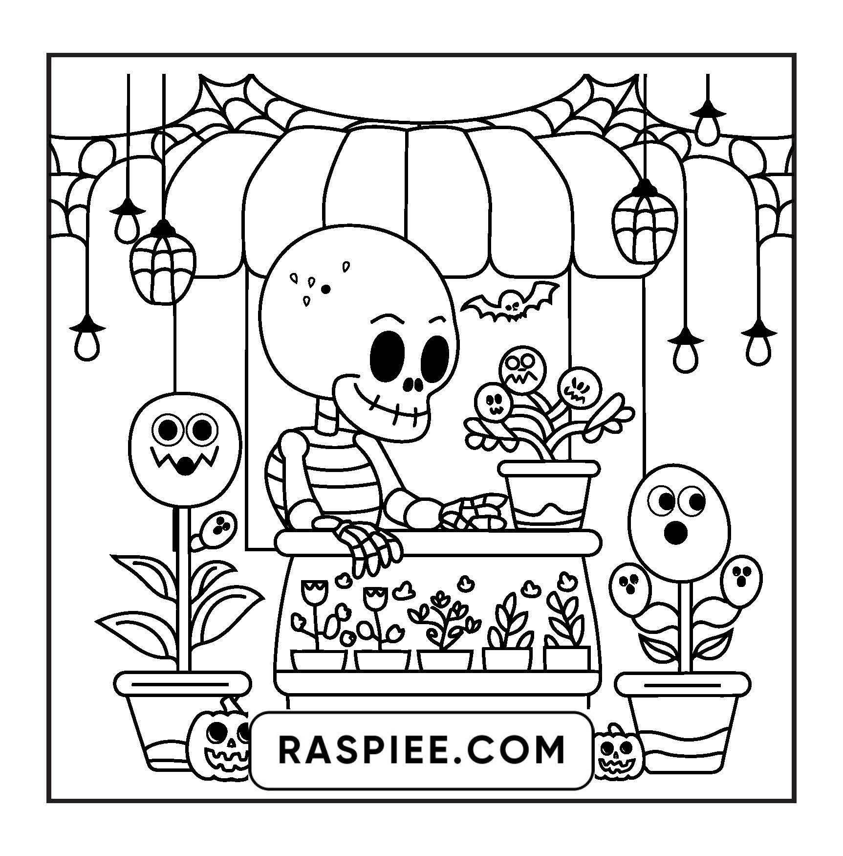 77 Bold and Easy Spooky Shop Coloring Pages Printable PDF Instant Download - RASPIEE