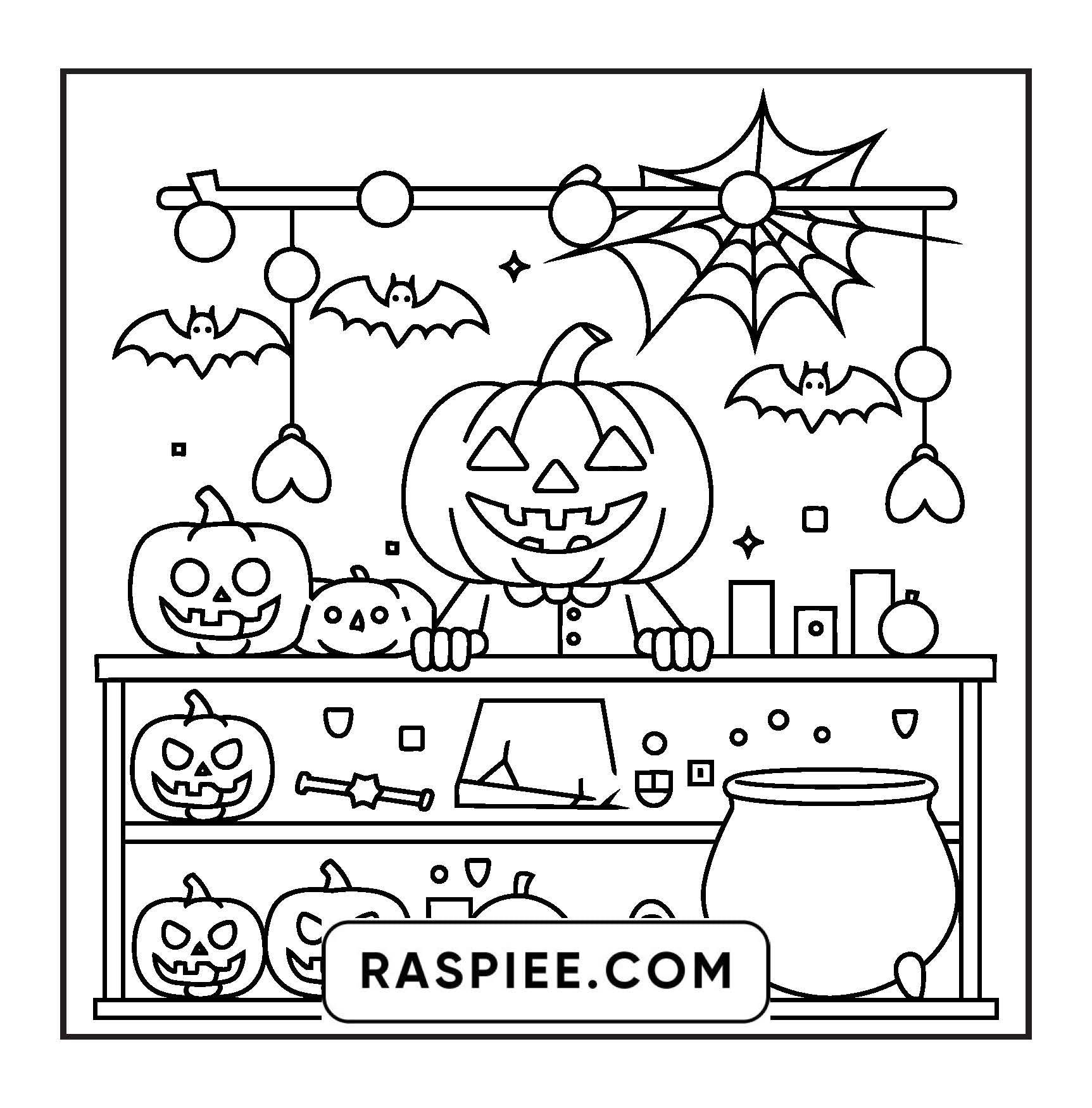 77 Bold and Easy Spooky Shop Coloring Pages Printable PDF Instant Download - RASPIEE