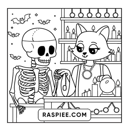 77 Bold and Easy Spooky Shop Coloring Pages Printable PDF Instant Download - RASPIEE