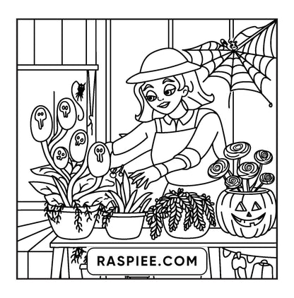 77 Bold and Easy Spooky Shop Coloring Pages Printable PDF Instant Download - RASPIEE