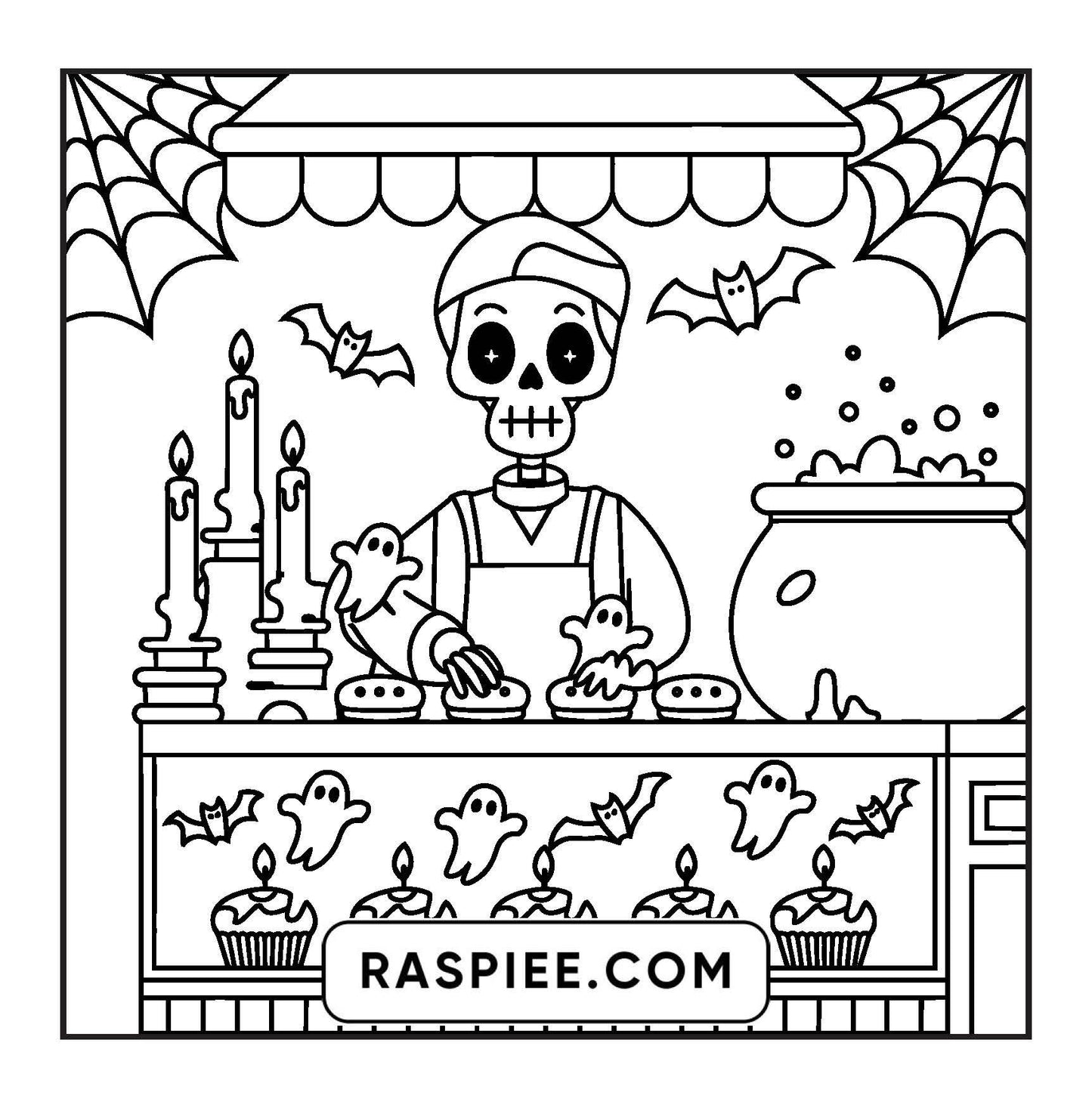 77 Bold and Easy Spooky Shop Coloring Pages Printable PDF Instant Download - RASPIEE