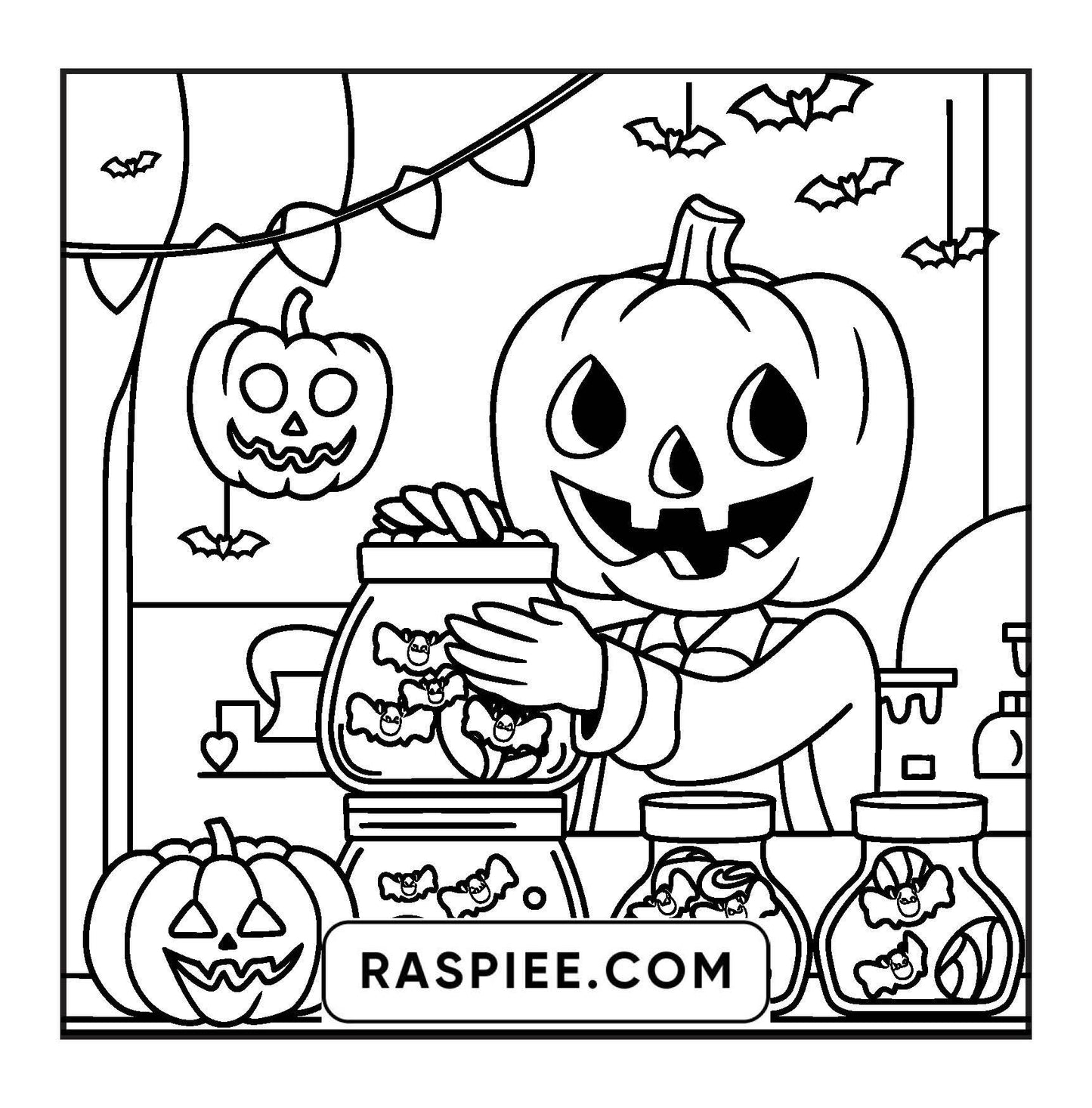 77 Bold and Easy Spooky Shop Coloring Pages Printable PDF Instant Download - RASPIEE