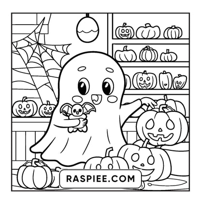 77 Bold and Easy Spooky Shop Coloring Pages Printable PDF Instant Download - RASPIEE