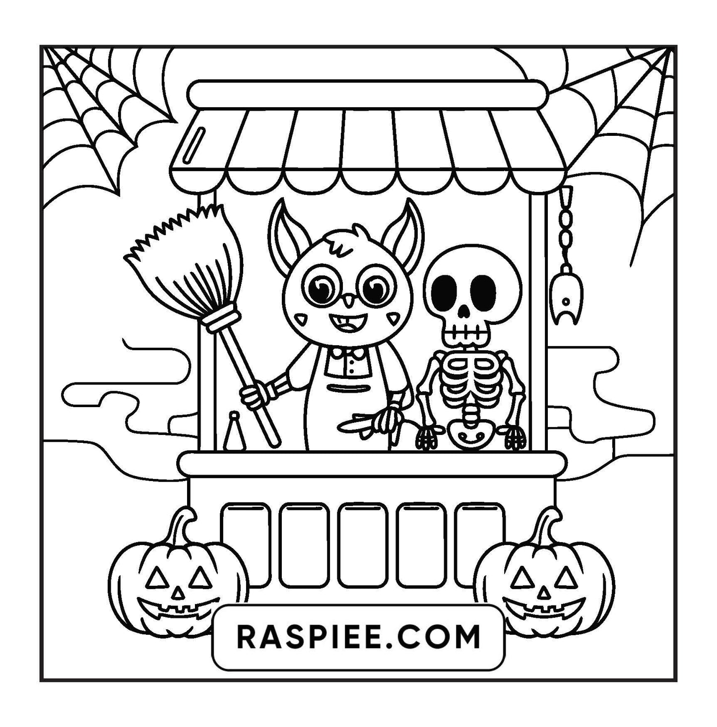 77 Bold and Easy Spooky Shop Coloring Pages Printable PDF Instant Download - RASPIEE