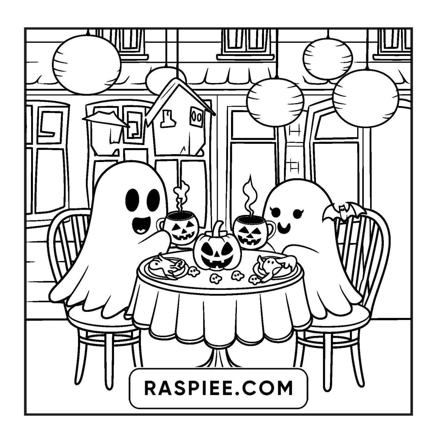 77 Bold and Easy Spooky Shop Coloring Pages Printable PDF Instant Download - RASPIEE