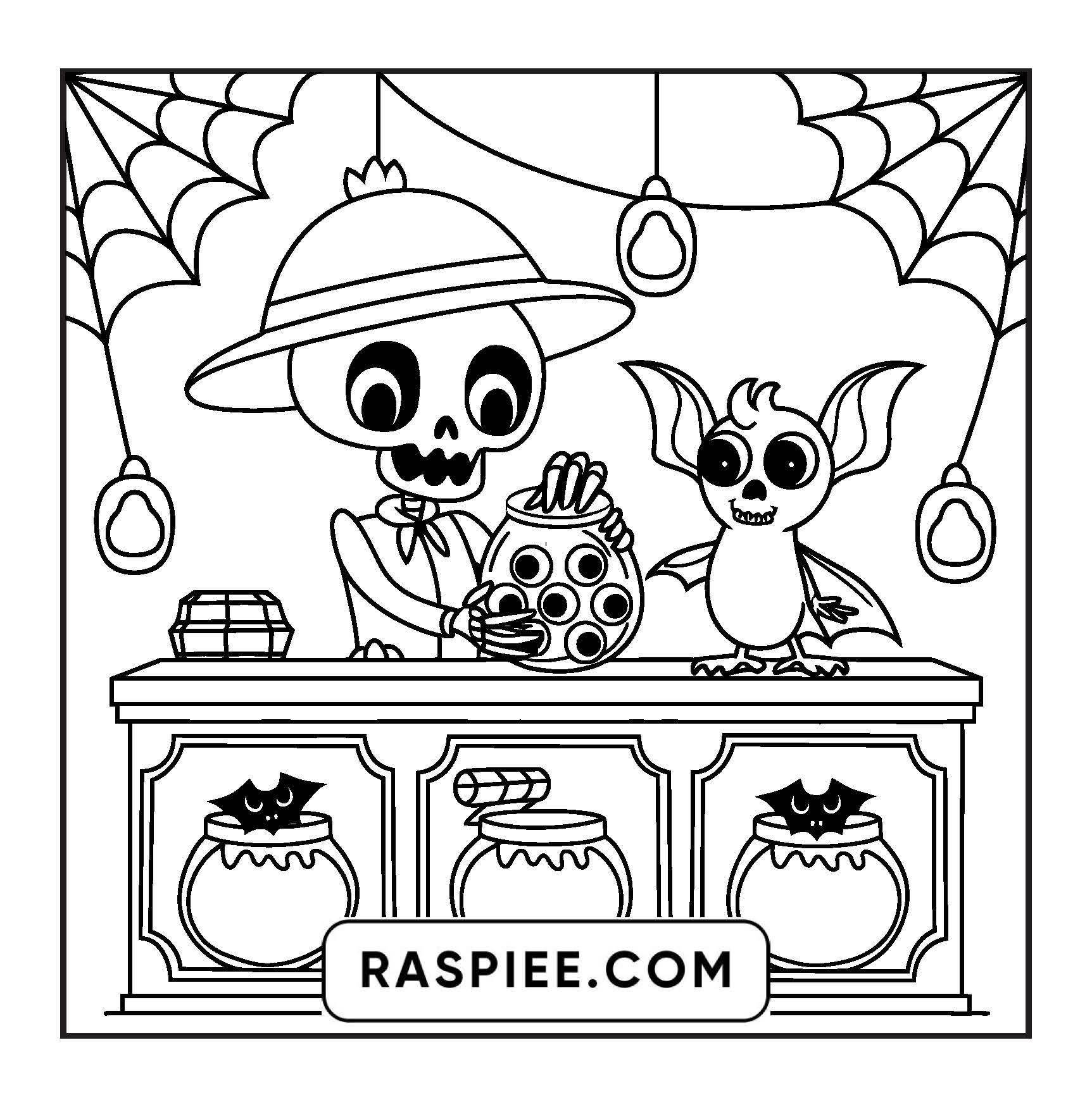 77 Bold and Easy Spooky Shop Coloring Pages Printable PDF Instant Download - RASPIEE