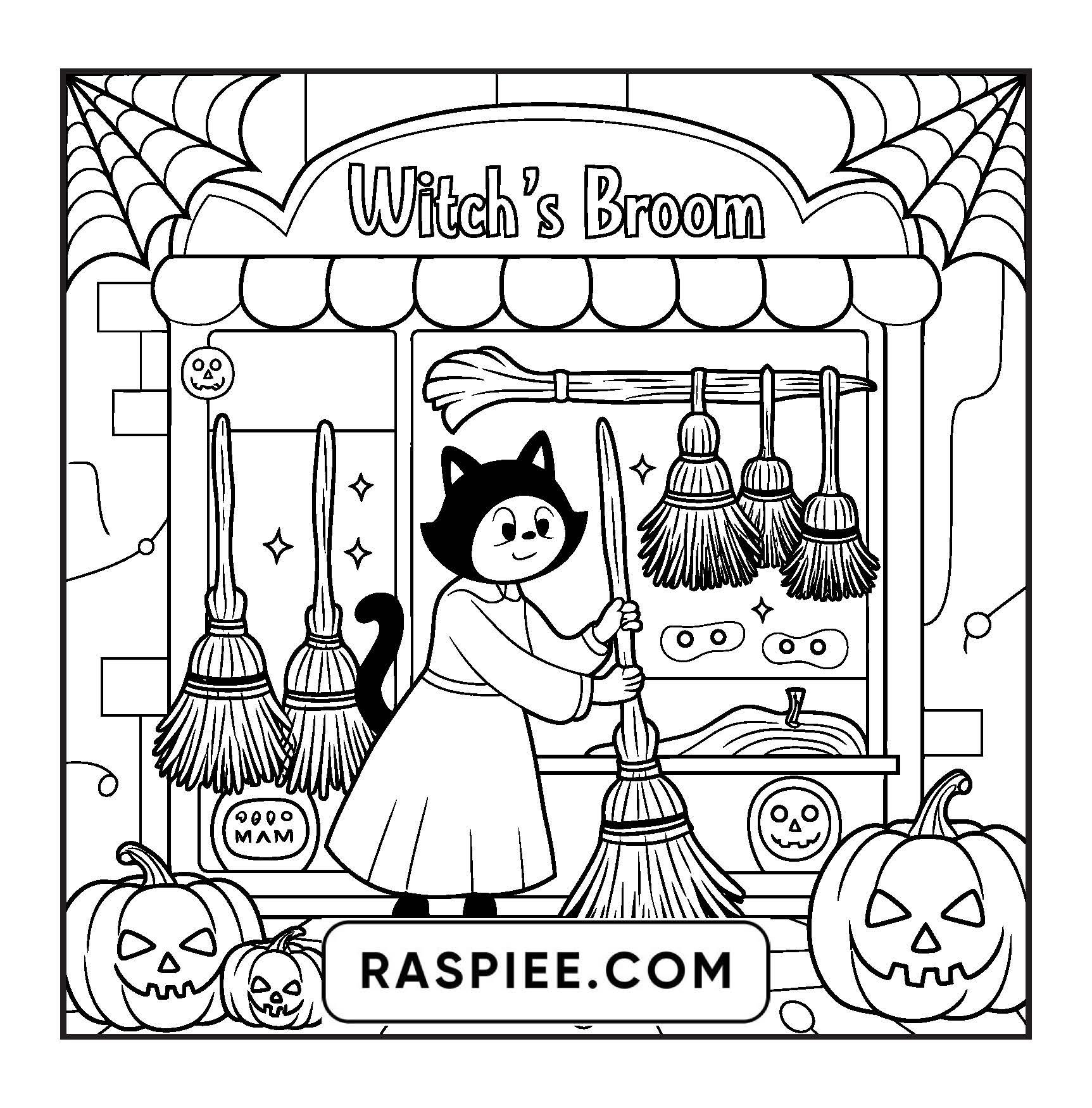 77 Bold and Easy Spooky Shop Coloring Pages Printable PDF Instant Download - RASPIEE