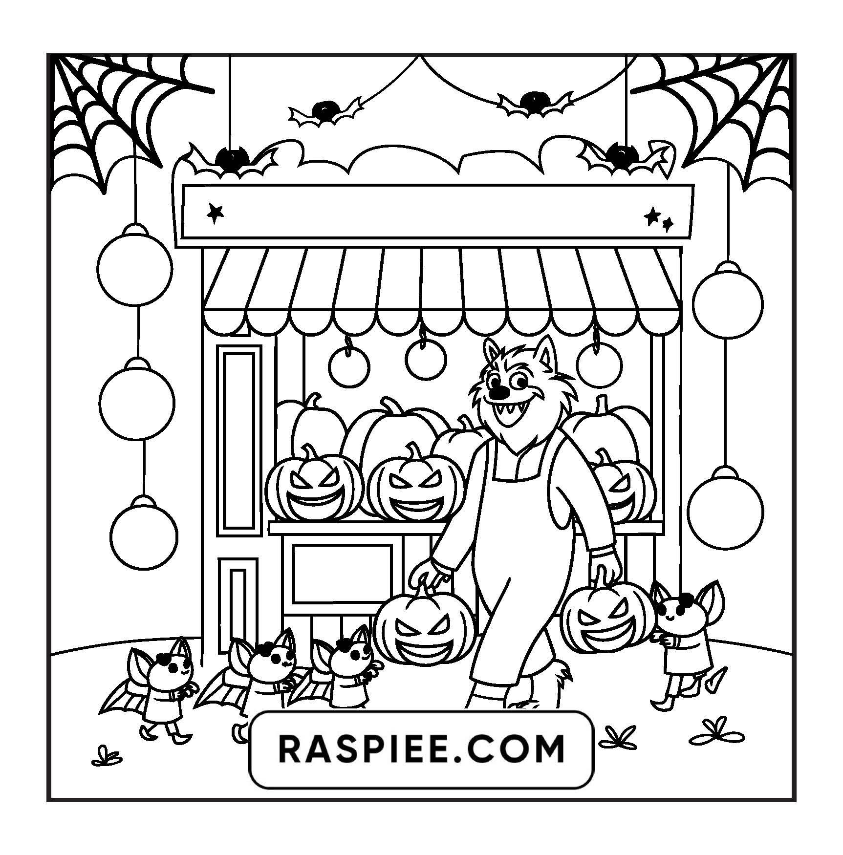 77 Bold and Easy Spooky Shop Coloring Pages Printable PDF Instant Download - RASPIEE