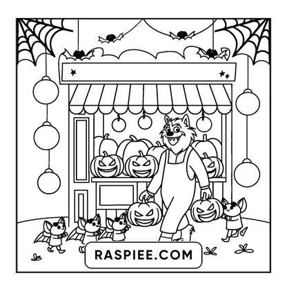 77 Bold and Easy Spooky Shop Coloring Pages Printable PDF Instant Download - RASPIEE