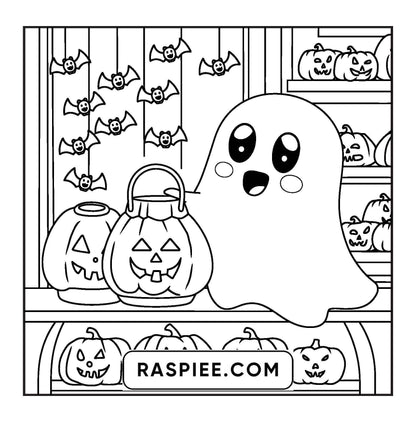 77 Bold and Easy Spooky Shop Coloring Pages Printable PDF Instant Download - RASPIEE