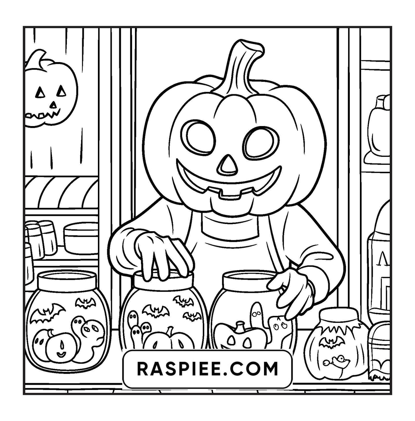 77 Bold and Easy Spooky Shop Coloring Pages Printable PDF Instant Download - RASPIEE