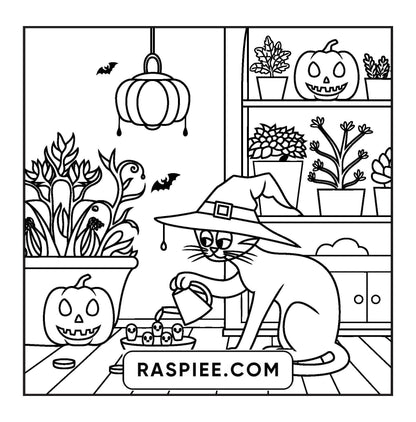 77 Bold and Easy Spooky Shop Coloring Pages Printable PDF Instant Download - RASPIEE