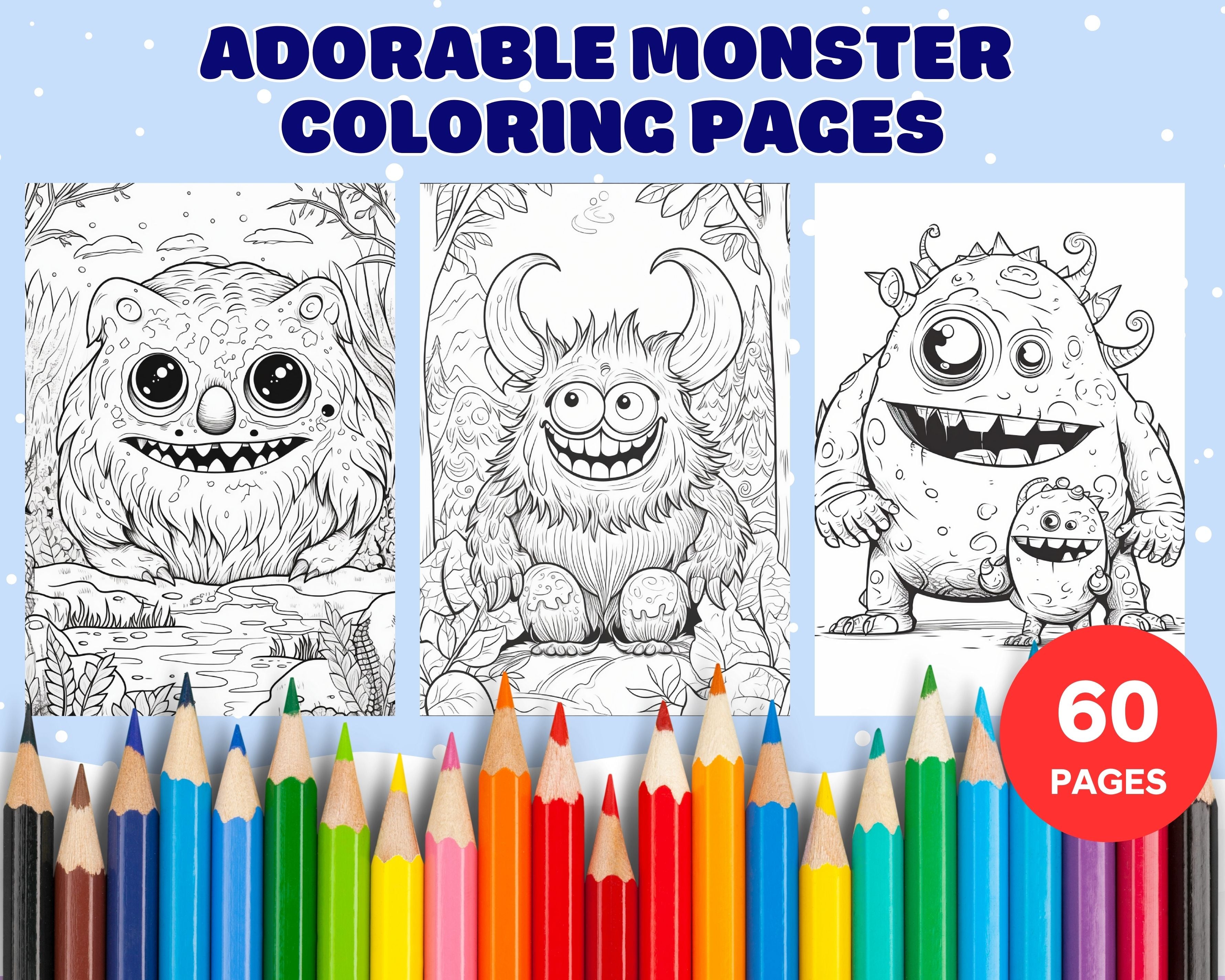 64 Adorable Monster Printable Coloring Pages for Kids, Printable PDF F ...