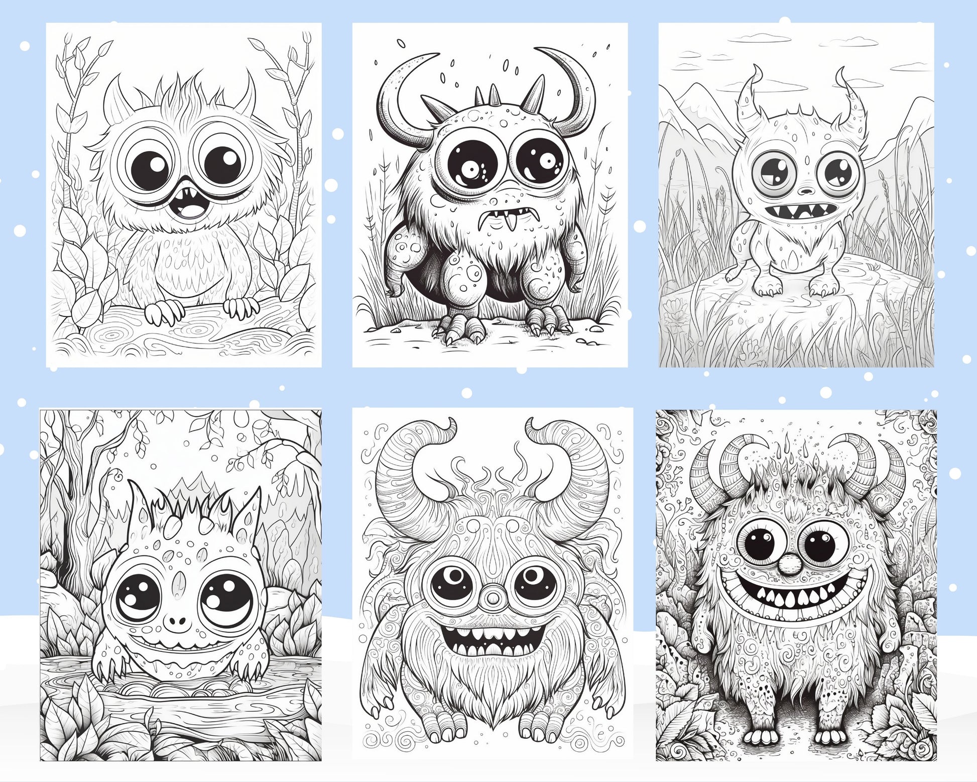 64 Adorable Monster Printable Coloring Pages for Kids, Printable PDF File Instant Download - raspiee