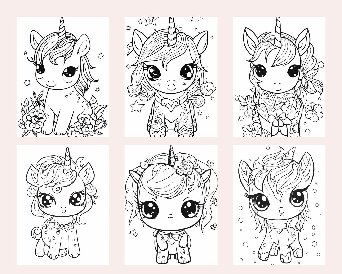 80 Cute Unicorn Printable Coloring Pages for Kids, Printable PDF File Instant Download - raspiee