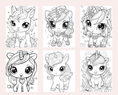 80 Cute Unicorn Printable Coloring Pages for Kids, Printable PDF File Instant Download - raspiee